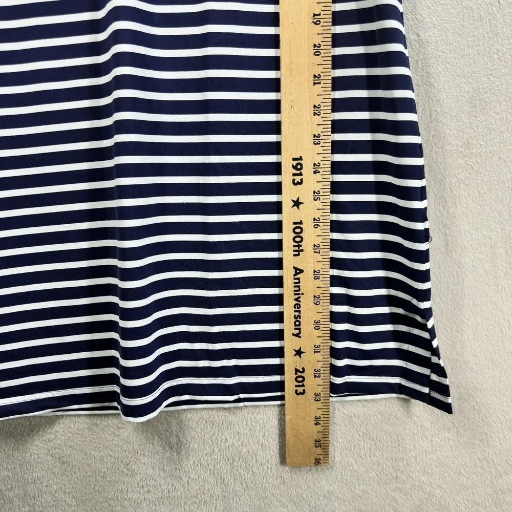 Lands' End Nautical Stripe Dress Swim‎ Cover Up Nylon Spandex Sz L Resortwear